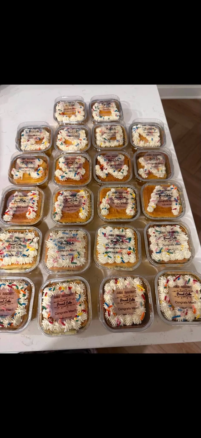 A tray of individually decorated homemade cakes